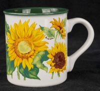 Potpourri Press Sunflowers Coffee Mug SW Liu Vtg 1991